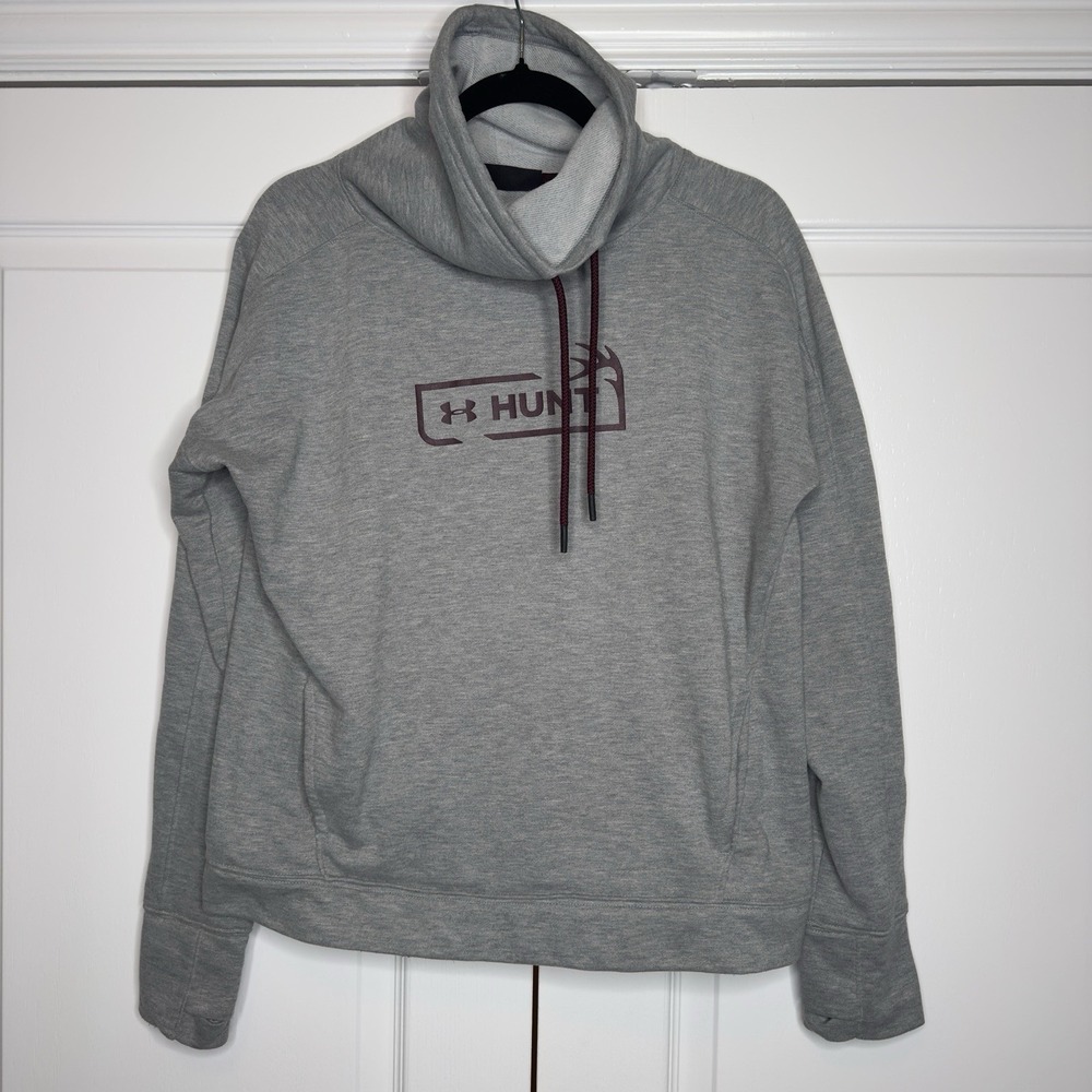 Under Armour Hunt Sweatshirt‎ Womens Tech Large Gray Fleece Pullover Hunting